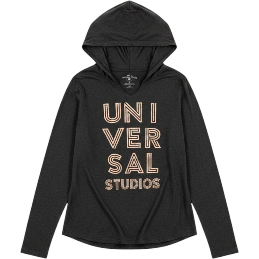 Universal Studios Womens Graphic Hoodie Shirt Black Rose Gold‎ XL